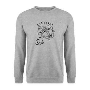 Wassermann Sternzeichen Januar Februar - Unisex Pullover - Weißgrau meliert - Vorne - Alina (178cm) & Michal (187cm)