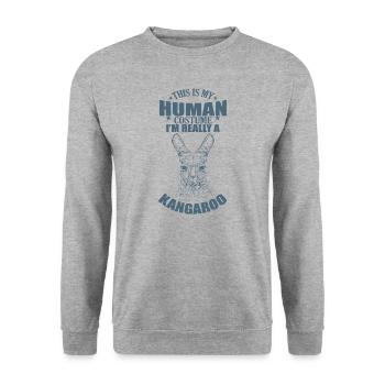 This is my Human Costume I'm Really a Kangaroo - Unisex Pullover - Weißgrau meliert - Vorne - Alina (178cm) & Michal (187cm)