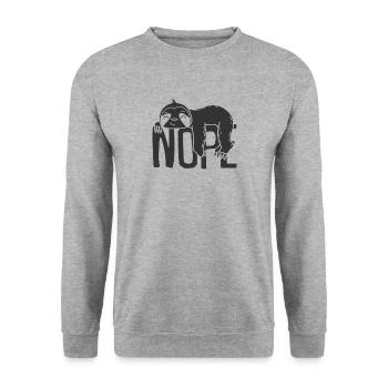 Nope Faultier faul Tierwelt Natur - Unisex Pullover - Weißgrau meliert - Vorne - Alina (178cm) & Michal (187cm)