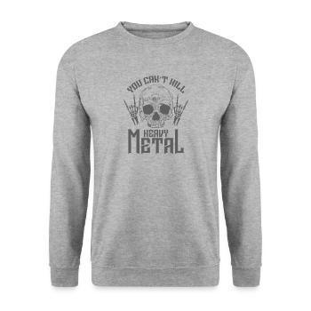 You can't kill Heavy Metal Musik Band - Unisex Pullover - Weißgrau meliert - Vorne - Alina (178cm) & Michal (187cm)