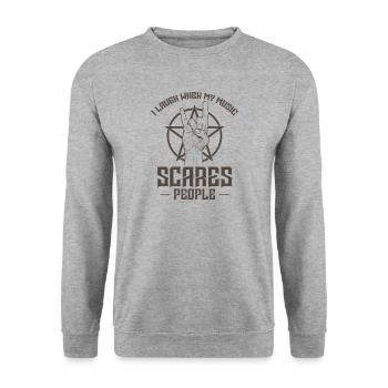 I laugh when my Music scares People Heavy Metal - Unisex Pullover - Weißgrau meliert - Vorne - Alina (178cm) & Michal (187cm)