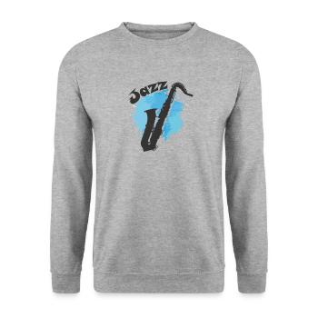 Jazz Musik Saxophon Improvisiert Blues - Unisex Pullover - Weißgrau meliert - Vorne - Alina (178cm) & Michal (187cm)