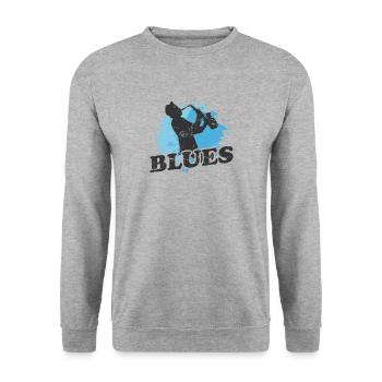 Blues Saxophon Musik Trompete - Unisex Pullover - Weißgrau meliert - Vorne - Alina (178cm) & Michal (187cm)