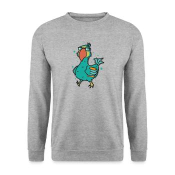 Dodo with a book bird from Mauritius - Unisex Sweatshirt - salt & pepper - Front - Alina (178cm) & Michal (187cm)