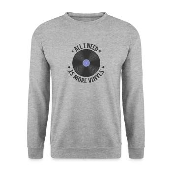 All I Need is more Vinyls Record - Unisex Sweatshirt - salt & pepper - Front - Alina (178cm) & Michal (187cm)