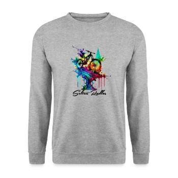 Cool and colorful design for cyclists - Unisex Sweatshirt - salt & pepper - Front - Alina (178cm) & Michal (187cm)