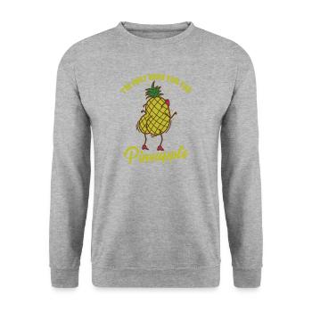 Je suis juste ici pour le fruit de l’ananas - Sweat-shirt Unisexe - gris chiné - Devant - Alina (178cm) & Michal (187cm)