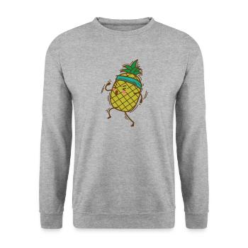 L’ananas fait du jogging ou court des fruits sucrés - Sweat-shirt Unisexe - gris chiné - Devant - Alina (178cm) & Michal (187cm)