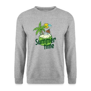 Heure d’été Coconut Beach Holiday Sun Palm Tree - Sweat-shirt Unisexe - gris chiné - Devant - Alina (178cm) & Michal (187cm)