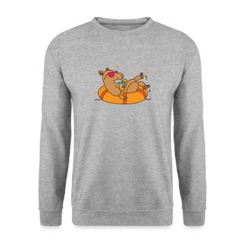 Baignade de chameau en vacances Dromadaire - Sweat-shirt Unisexe - gris chiné - Devant - Alina (178cm) & Michal (187cm)