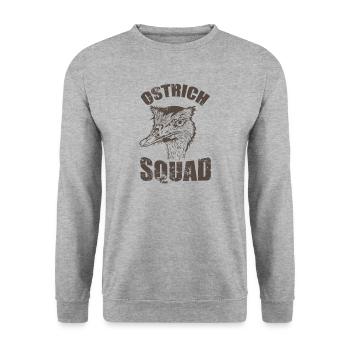 Ostrich Squad Vogel Strauß - Unisex Pullover - Weißgrau meliert - Vorne - Alina (178cm) & Michal (187cm)