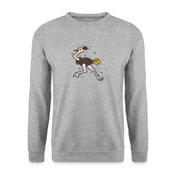 Strauß rennt Laufvogel Savanne - Unisex Pullover - Weißgrau meliert - Vorne - Alina (178cm) & Michal (187cm)