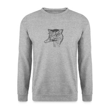 Straußenkopf Laufvogel Savanne - Unisex Pullover - Weißgrau meliert - Vorne - Alina (178cm) & Michal (187cm)