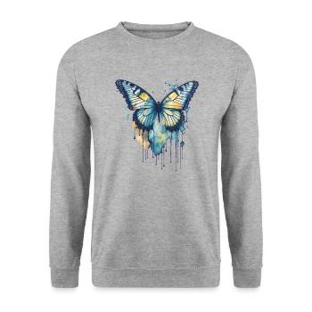 Aquarelle Papillon - Sweat-shirt Unisexe - gris chiné - Devant - Alina (178cm) & Michal (187cm)