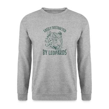 Facilement distrait par les léopards Raubkatze - Sweat-shirt Unisexe - gris chiné - Devant - Alina (178cm) & Michal (187cm)