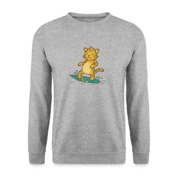 Leopard on the surfboard Big cat Predator - Unisex Sweatshirt - salt & pepper - Front - Alina (178cm) & Michal (187cm)