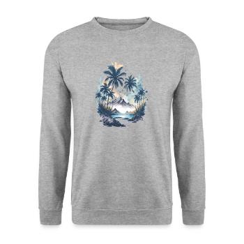 Tropical Paradise watercolor painting - Unisex Sweatshirt - salt & pepper - Front - Alina (178cm) & Michal (187cm)