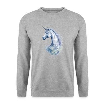 Une licorne aquarelle enchanteresse - Sweat-shirt Unisexe - gris chiné - Devant - Alina (178cm) & Michal (187cm)