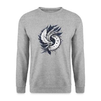Harmony of Feathers: Elegant Yin and Yang - Unisex Sweatshirt - salt & pepper - Front - Alina (178cm) & Michal (187cm)