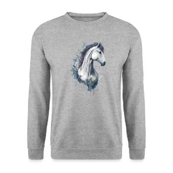 Graceful Elegant Watercolor Horse - Unisex Sweatshirt - salt & pepper - Front - Alina (178cm) & Michal (187cm)
