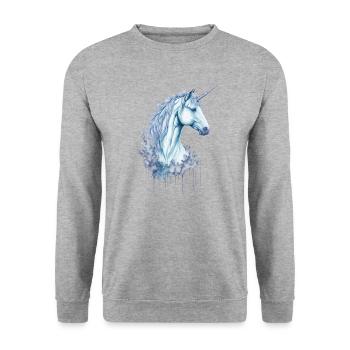 Une licorne aquarelle enchanteresse - Sweat-shirt Unisexe - gris chiné - Devant - Alina (178cm) & Michal (187cm)