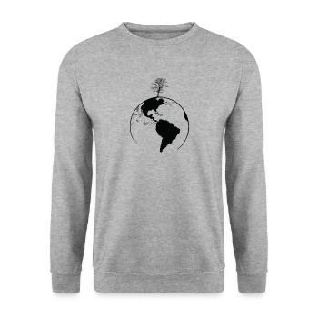 Planet Earth with a tree nature leaves - Unisex Sweatshirt - salt & pepper - Front - Alina (178cm) & Michal (187cm)