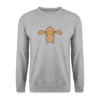 Kiwi weightlifting with kiwi bird and fruit - Unisex Sweatshirt - salt & pepper - Front - Alina (178cm) & Michal (187cm)