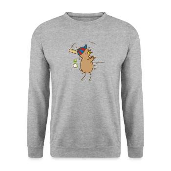 Kiwi plays baseball bird and fruit - Unisex Sweatshirt - salt & pepper - Front - Alina (178cm) & Michal (187cm)