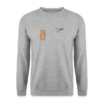 Kiwi plays Frisbee, bird and fruit - Unisex Sweatshirt - salt & pepper - Front - Alina (178cm) & Michal (187cm)
