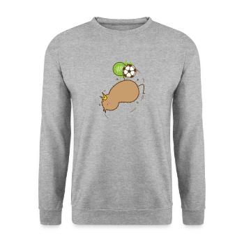 Kiwi with drop back bird and fruit - Unisex Sweatshirt - salt & pepper - Front - Alina (178cm) & Michal (187cm)