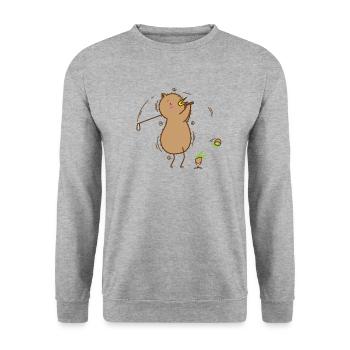 Kiwi spielt Golf Kiwivogel und Frucht - Unisex Pullover - Weißgrau meliert - Vorne - Alina (178cm) & Michal (187cm)