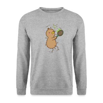 Kiwi spielt Tennis Kiwivogel und Frucht - Unisex Pullover - Weißgrau meliert - Vorne - Alina (178cm) & Michal (187cm)