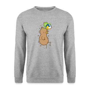 Kiwi plays volleyball bird and fruit - Unisex Sweatshirt - salt & pepper - Front - Alina (178cm) & Michal (187cm)