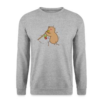 Kiwi plays with stick, bird and fruit - Unisex Sweatshirt - salt & pepper - Front - Alina (178cm) & Michal (187cm)