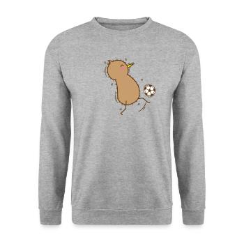 Kiwi bird plays soccer sport - Unisex Sweatshirt - salt & pepper - Front - Alina (178cm) & Michal (187cm)