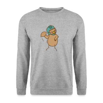 Kiwi joue au football Bird and Fruit - Sweat-shirt Unisexe - gris chiné - Devant - Alina (178cm) & Michal (187cm)