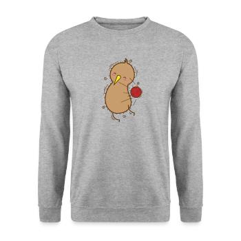 Un oiseau kiwi joue au ballon-chasseur avec des kiwis - Sweat-shirt Unisexe - gris chiné - Devant - Alina (178cm) & Michal (187cm)