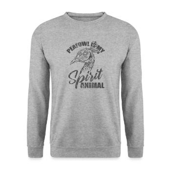 Le paon est mon faisan d’oiseau animal spirituel - Sweat-shirt Unisexe - gris chiné - Devant - Alina (178cm) & Michal (187cm)