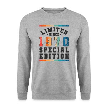 Limited Edition since 1970 Birthday Gift - Unisex Sweatshirt - salt & pepper - Front - Alina (178cm) & Michal (187cm)