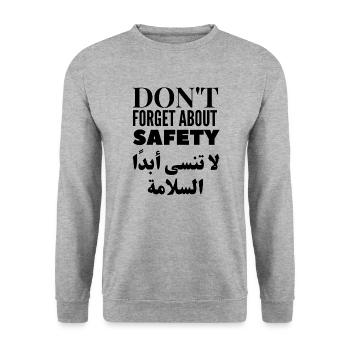 Vergessen Sie nicht die Sicherheit - Unisex Pullover - Weißgrau meliert - Vorne - Alina (178cm) & Michal (187cm)