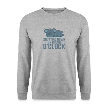Shutting down for cuddle o'Clock Pyjama - Unisex Sweatshirt - salt & pepper - Front - Alina (178cm) & Michal (187cm)