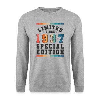 Limited Edition since 1937 Birthday Gift - Unisex Sweatshirt - salt & pepper - Front - Alina (178cm) & Michal (187cm)