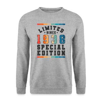 Limited Edition since 1938 Birthday Gift - Unisex Sweatshirt - salt & pepper - Front - Alina (178cm) & Michal (187cm)