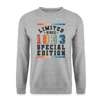 Édition limitée depuis 1933 Cadeau d’anniversaire - Sweat-shirt Unisexe - gris chiné - Devant - Alina (178cm) & Michal (187cm)
