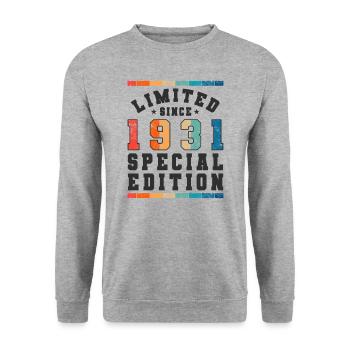 Limited Edition since 1931 Birthday Gift - Unisex Sweatshirt - salt & pepper - Front - Alina (178cm) & Michal (187cm)