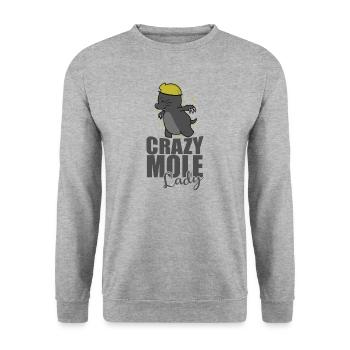 Crazy Mole Lady Animal Tertre Mound - Sweat-shirt Unisexe - gris chiné - Devant - Alina (178cm) & Michal (187cm)