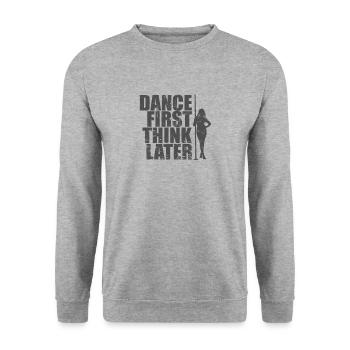 Dance First Think Later Poledance Stange - Unisex Pullover - Weißgrau meliert - Vorne - Alina (178cm) & Michal (187cm)