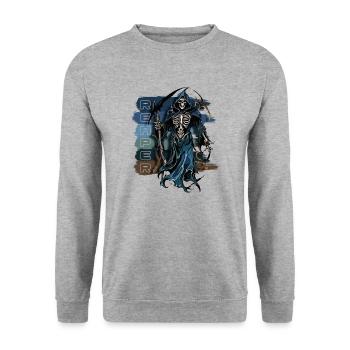 Reaper of Darkness - Unisex Sweatshirt - salt & pepper - Front - Alina (178cm) & Michal (187cm)
