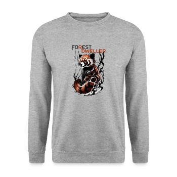Waldbewohner: Zufluchtsort des Roten Pandas - Unisex Pullover - Weißgrau meliert - Vorne - Alina (178cm) & Michal (187cm)
