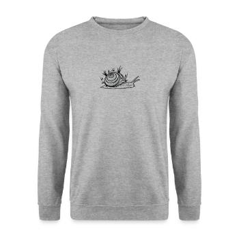 Schnecke Schneckenhaus langsam - Unisex Pullover - Weißgrau meliert - Vorne - Alina (178cm) & Michal (187cm)